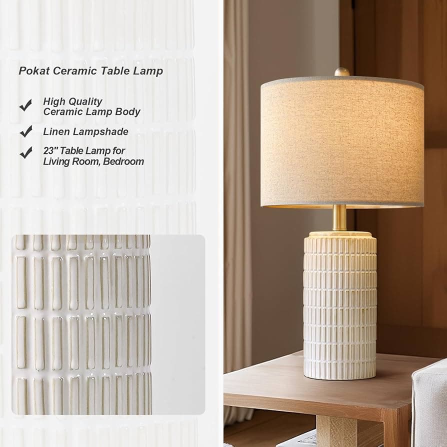 PoKat ceramic table lamp warm bedside detail