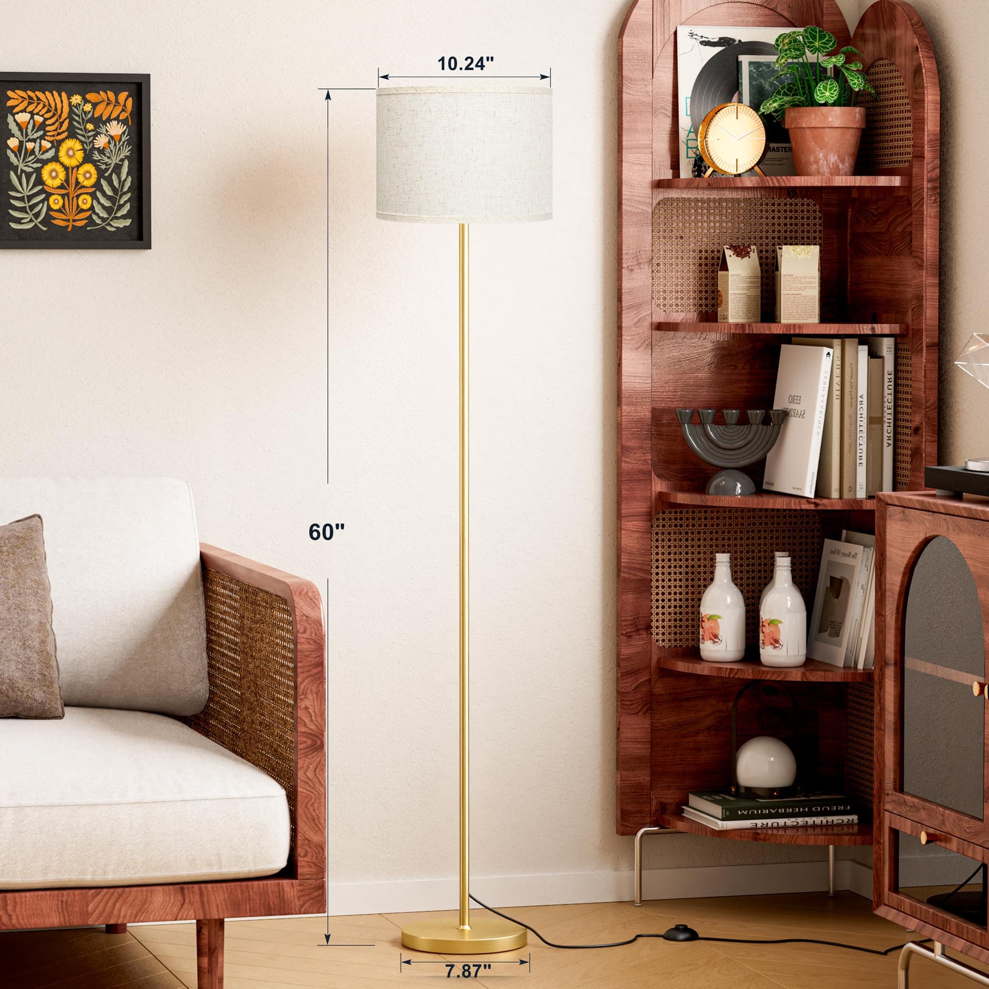 Ambimall modern floor lamp beige gold profile detail