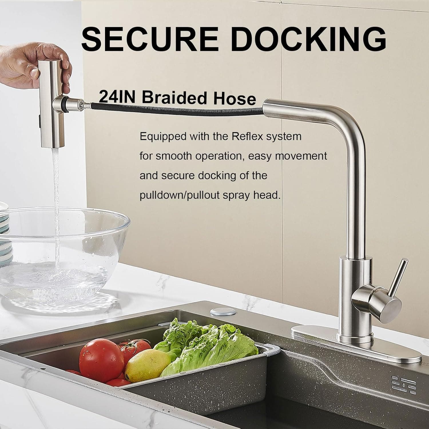 AVSIILE brushed nickel kitchen faucet soap dispenser detail