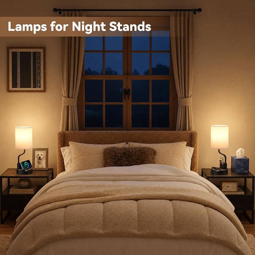 KBest bedside table lamps set pair detail